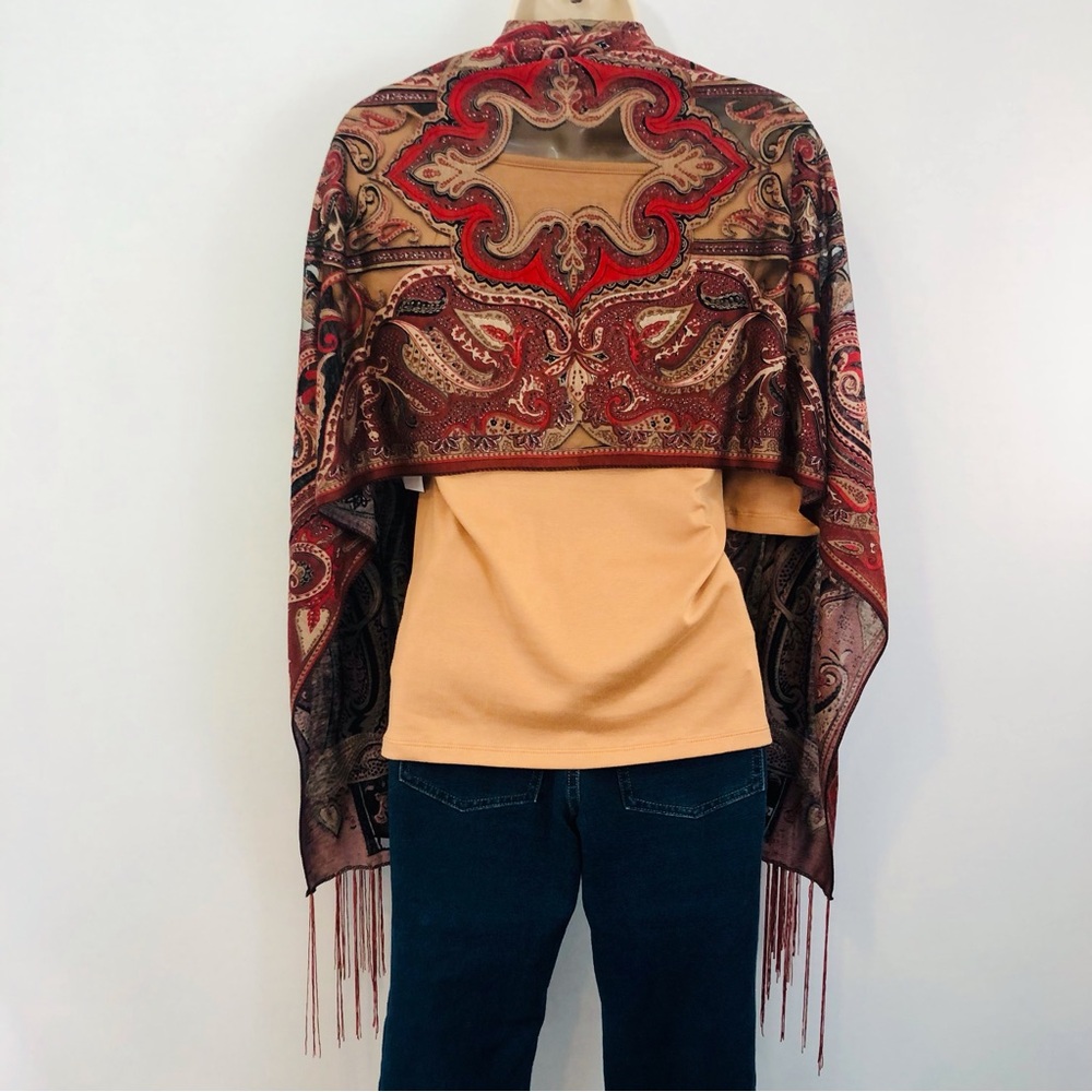 Rust Orange Black Burn Out Scarf